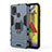 Silicone Matte Finish and Plastic Back Cover Case with Magnetic Finger Ring Stand KC2 for Samsung Galaxy M21s