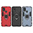 Silicone Matte Finish and Plastic Back Cover Case with Magnetic Finger Ring Stand KC2 for Samsung Galaxy M21s