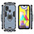 Silicone Matte Finish and Plastic Back Cover Case with Magnetic Finger Ring Stand KC2 for Samsung Galaxy M21s