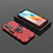 Silicone Matte Finish and Plastic Back Cover Case with Magnetic Finger Ring Stand KC2 for Vivo V23e