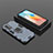 Silicone Matte Finish and Plastic Back Cover Case with Magnetic Finger Ring Stand KC2 for Vivo V23e