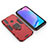 Silicone Matte Finish and Plastic Back Cover Case with Magnetic Finger Ring Stand KC2 for Vivo Y11