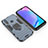 Silicone Matte Finish and Plastic Back Cover Case with Magnetic Finger Ring Stand KC2 for Vivo Y11