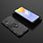 Silicone Matte Finish and Plastic Back Cover Case with Magnetic Finger Ring Stand KC2 for Vivo Y31 (2021)