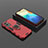 Silicone Matte Finish and Plastic Back Cover Case with Magnetic Finger Ring Stand KC2 for Vivo Y72t