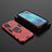 Silicone Matte Finish and Plastic Back Cover Case with Magnetic Finger Ring Stand KC2 for Vivo Y73 (2021)