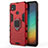 Silicone Matte Finish and Plastic Back Cover Case with Magnetic Finger Ring Stand KC2 for Xiaomi POCO C3 Red