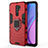 Silicone Matte Finish and Plastic Back Cover Case with Magnetic Finger Ring Stand KC2 for Xiaomi Redmi 9 Prime India