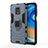 Silicone Matte Finish and Plastic Back Cover Case with Magnetic Finger Ring Stand KC2 for Xiaomi Redmi Note 9S