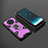 Silicone Matte Finish and Plastic Back Cover Case with Magnetic Finger Ring Stand KC3 for Huawei Honor 50 Lite Purple