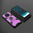 Silicone Matte Finish and Plastic Back Cover Case with Magnetic Finger Ring Stand KC3 for Huawei Nova 8i Purple