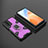 Silicone Matte Finish and Plastic Back Cover Case with Magnetic Finger Ring Stand KC3 for Vivo iQOO Z5 5G Purple