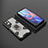 Silicone Matte Finish and Plastic Back Cover Case with Magnetic Finger Ring Stand KC3 for Xiaomi Redmi Note 11 4G (2022)