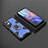 Silicone Matte Finish and Plastic Back Cover Case with Magnetic Finger Ring Stand KC3 for Xiaomi Redmi Note 11 4G (2022)