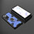 Silicone Matte Finish and Plastic Back Cover Case with Magnetic Finger Ring Stand KC4 for Huawei Honor 50 Pro 5G Blue