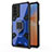 Silicone Matte Finish and Plastic Back Cover Case with Magnetic Finger Ring Stand KC4 for Vivo iQOO Z5 5G Blue