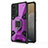 Silicone Matte Finish and Plastic Back Cover Case with Magnetic Finger Ring Stand KC4 for Vivo X70 5G Purple