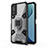 Silicone Matte Finish and Plastic Back Cover Case with Magnetic Finger Ring Stand KC4 for Vivo Y20