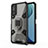 Silicone Matte Finish and Plastic Back Cover Case with Magnetic Finger Ring Stand KC4 for Vivo Y20a