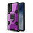 Silicone Matte Finish and Plastic Back Cover Case with Magnetic Finger Ring Stand KC5 for Vivo iQOO 7 India 5G Purple