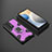 Silicone Matte Finish and Plastic Back Cover Case with Magnetic Finger Ring Stand KC5 for Vivo X70 5G Purple