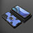 Silicone Matte Finish and Plastic Back Cover Case with Magnetic Finger Ring Stand KC5 for Vivo Y21 Blue