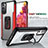 Silicone Matte Finish and Plastic Back Cover Case with Magnetic Finger Ring Stand LK1 for Samsung Galaxy S20 FE 4G