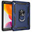 Silicone Matte Finish and Plastic Back Cover Case with Magnetic Finger Ring Stand MQ1 for Apple iPad 10.2 (2021)