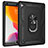 Silicone Matte Finish and Plastic Back Cover Case with Magnetic Finger Ring Stand MQ1 for Apple iPad 10.2 (2021) Black