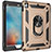 Silicone Matte Finish and Plastic Back Cover Case with Magnetic Finger Ring Stand MQ1 for Apple iPad Air Gold