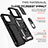 Silicone Matte Finish and Plastic Back Cover Case with Magnetic Finger Ring Stand MQ1 for Apple iPhone 15 Pro