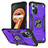 Silicone Matte Finish and Plastic Back Cover Case with Magnetic Finger Ring Stand MQ1 for Oppo K10 4G Purple