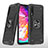 Silicone Matte Finish and Plastic Back Cover Case with Magnetic Finger Ring Stand MQ1 for Samsung Galaxy A70