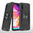 Silicone Matte Finish and Plastic Back Cover Case with Magnetic Finger Ring Stand MQ1 for Samsung Galaxy A70S