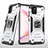 Silicone Matte Finish and Plastic Back Cover Case with Magnetic Finger Ring Stand MQ1 for Samsung Galaxy A81 Silver