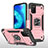 Silicone Matte Finish and Plastic Back Cover Case with Magnetic Finger Ring Stand MQ1 for Samsung Galaxy F02S SM-E025F