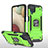Silicone Matte Finish and Plastic Back Cover Case with Magnetic Finger Ring Stand MQ1 for Samsung Galaxy F12 Green