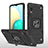 Silicone Matte Finish and Plastic Back Cover Case with Magnetic Finger Ring Stand MQ1 for Samsung Galaxy M02