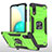 Silicone Matte Finish and Plastic Back Cover Case with Magnetic Finger Ring Stand MQ1 for Samsung Galaxy M02 Green