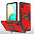 Silicone Matte Finish and Plastic Back Cover Case with Magnetic Finger Ring Stand MQ1 for Samsung Galaxy M02 Red