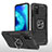 Silicone Matte Finish and Plastic Back Cover Case with Magnetic Finger Ring Stand MQ1 for Samsung Galaxy M02s