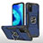 Silicone Matte Finish and Plastic Back Cover Case with Magnetic Finger Ring Stand MQ1 for Samsung Galaxy M02s