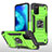 Silicone Matte Finish and Plastic Back Cover Case with Magnetic Finger Ring Stand MQ1 for Samsung Galaxy M02s Green