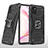 Silicone Matte Finish and Plastic Back Cover Case with Magnetic Finger Ring Stand MQ1 for Samsung Galaxy M60s Black