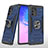 Silicone Matte Finish and Plastic Back Cover Case with Magnetic Finger Ring Stand MQ1 for Samsung Galaxy M80S Blue