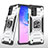Silicone Matte Finish and Plastic Back Cover Case with Magnetic Finger Ring Stand MQ1 for Samsung Galaxy M80S Silver