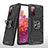 Silicone Matte Finish and Plastic Back Cover Case with Magnetic Finger Ring Stand MQ1 for Samsung Galaxy S20 FE (2022) 5G