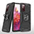 Silicone Matte Finish and Plastic Back Cover Case with Magnetic Finger Ring Stand MQ1 for Samsung Galaxy S20 FE 4G Black