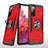 Silicone Matte Finish and Plastic Back Cover Case with Magnetic Finger Ring Stand MQ1 for Samsung Galaxy S20 FE 4G Red