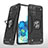 Silicone Matte Finish and Plastic Back Cover Case with Magnetic Finger Ring Stand MQ1 for Samsung Galaxy S20 Plus